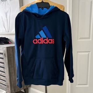 Adidas Dark Blue Hoodie with Red and Blue Logo